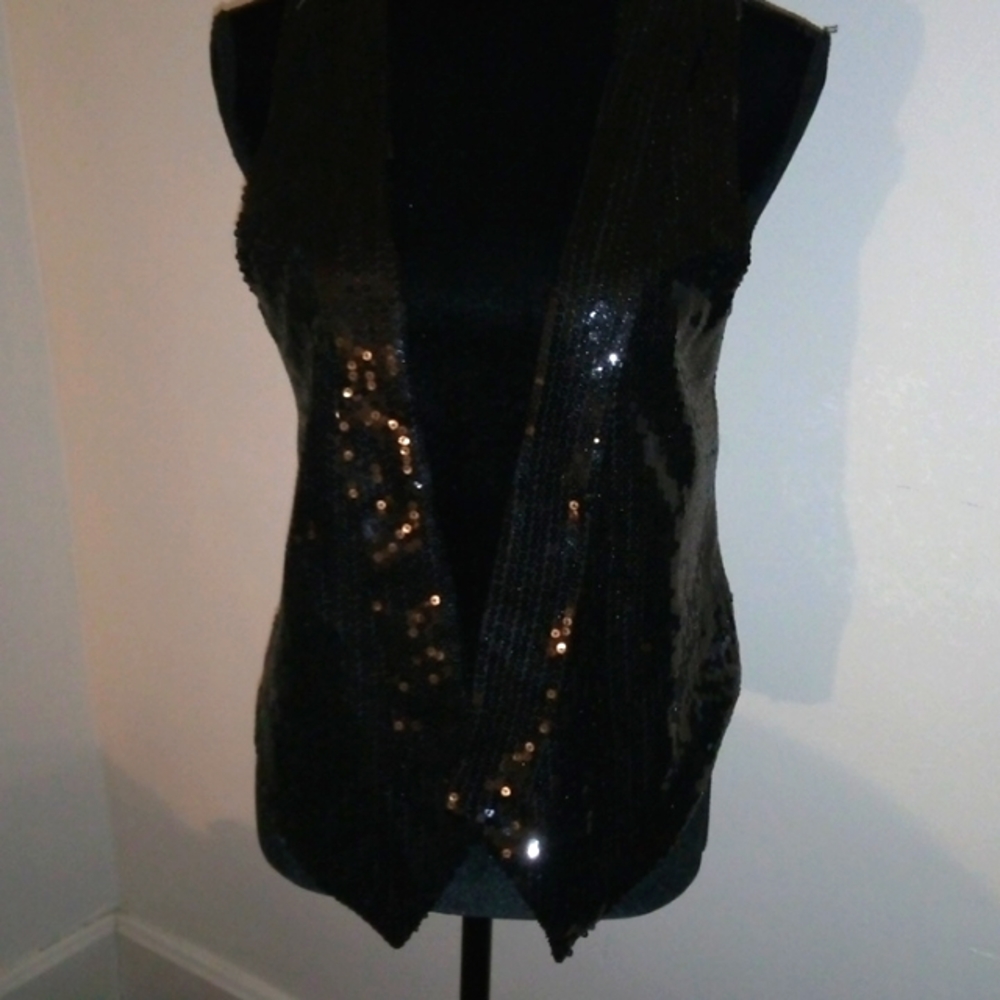 Wet Seal Black Sequin Vest